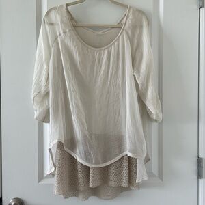 Elegant silk made in Italy Cream Women's Tunic/ Top S